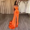 LORIE Orange sirène robes de soirée perles hors épaule moulante froncé formelle robes de bal plissé côté fente robe de célébrité 240124