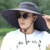 Ampla borda chapéus homens chapéu verão ao ar livre moda panamá proteção solar pesca bonés grande viseira pescador uv gorros