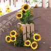 Fleurs de tournesol artificielles à longue tige de 60cm, fausses grandes fleurs de tournesol en soie, décoration pour l'extérieur et l'intérieur de la maison, fête d'anniversaire, de mariage