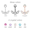 Navel Bell Button Rings 14G Dangle Belly Button Rings for Women Girls 316L Surgical Steel Curved Navel Barbell 5 Crystals Body Jewelry Piercing Ombligo YQ240125