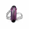 Band Rings Classique luxe réel solide 925 Sterling Plata anneau 2 CT violet Zircon cristal bijoux de mariage bague de fiançailles pour les femmes bijoux 240125