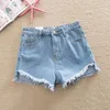 Calças femininas mulheres curtas desgastadas jeans casual rasgado franja borda denim shorts verão feminino botão stetch