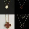 Van-Clef Arpes Ketting Designer Luxe Mode Dames Originele Kwaliteit Enkele Bloem Natuurlijke Fritillaria Agaat Klassieke Dubbelzijdige Lucky Kraagketting