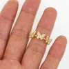Pierścienie opaski 2022 Wysokiej jakości ustawienie ramki genialne CZ Eternity Ring Full CZ Star Butterfly Charms 24K Gold Copper For Women Prezent 240125