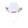 Berets Cowgirl Hat Flickering Cowboy Bowknot For Music Festivals Crystals Versatile Knight