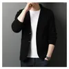 Suéter masculino primavera outono homens com decote em v sólido cardigan masculino fino cor tricô jaqueta masculina camisa inferior malhas suéter