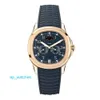 Luxuriöse Pateksphilipes-Uhren Aquanauts 5261R-001 Herrenarmbanduhr Mechanische Automatikuhr 39 mm Roségold Blaues Gummi FUN BBUS