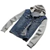 Men Hooded Denim Jacket Mens Casual Jean Jackets Mens Streetwear Cowboy jacket Male Hat Detachable Coat 4XL 5XL 240119