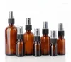 Bottiglie 10PCS 5/10/15/20/30/50/100ml Bottiglia Spray in vetro ambrato Nebulizzatore fine nero Contenitore cosmetico per olio essenziale riutilizzabile