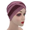 Ethnic Clothing Glitter Forehead Cross Muslim Women Underscarf Bonnet Stretchy Inner Hijab Cap Islamic Female Under Caps Headband Turban