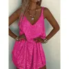 Sequin camisole dress for women's loose V-neck nightclub sexy spicy girl pure lustful style Fashion Brand Clothes3564