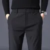 Autumn Winter Men's Casual Pants Business Stretch Slim Fit Elastic midjejoggare Korean Classic Thick Black Grey Trousers Male 240125