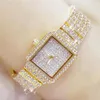 Zegarek 2021 Kryształowy zegarek dla kobiet Kobiety Rhinestone zegarki Lady Diamond Stone Sukienka Bransoletka ze stali nierdzewnej Na rękę
