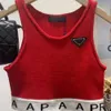 Women Undershirt Designer Vest Womens Fashion Metal Triangle Graphic Knit Camisole Sleeveless Top Casual Solid Color Short Slim Design Outerwear