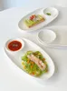 Plates Simple White Oval Ceramic Plate Home Intention Bread Breakfast Sushi Divided Restaurant Tableware Serving Dish