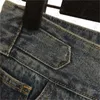 Jeans firmati da donna pantaloni in denim larghi moda due bottoni a vita alta gamba larga pantaloni jeans azzurri abbigliamento da donna