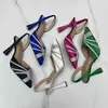 Sandały sandały o wysokim obcasie Kobiety lato 2024 moda seksowna spiczaste palce ślubne szpilki bling luksusowe dhinestone żeńskie buty imprezowe J240126