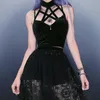 Goth Çapraz Baskı Dantel Bodycon Crop Teps Camis Sexy Y2K Estetik Siyah Kırmızı Temel Korse Tank Kadınlar İçin Top Yaz Giysileri 240117