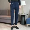 Abiti da uomo Marchio di abbigliamento Uomo Versione coreana Pantaloni da completo da lavoro di alta qualità / Pantaloni eleganti da ufficio in vita casual slim fit uomo 36-29