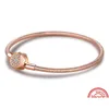 Braccialetti con ciondoli Bracciale con vestibilità autentica Ciondoli con corona originale Cuore T-Bar Lucchetto Chiusura lucida Catena con serpente Bracciali in oro rosa Donna Je Otzbq