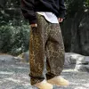 Men's Pants Full Length Loose Fit With Crotch Soft Hip-hop Style Retro Breathable Fabric Hop Leopard Print For Men