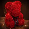 40 cm Teddy Rose Bear Com Caixa Artificial PE Flor Dia Dos Namorados Para Namorada Mulheres Esposa Mãe Presentes 240122