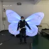 Traje de desfile de asas infláveis brancas vestíveis para adulto atraente fantasia de borboleta com luz LED para show de palco