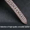 Componentes Liberação rápida Black Handmade Crocodile Leather Strap Ultrathin 18 20 22mm Watch Band Bracelet Soft Retro Style Men's Bracelet