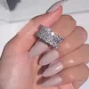 New Arrival Luxury Jewelry Full Princess Cut White Topaz CZ Diamond Promise Wedding Bridal Ring For Women Gift