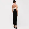 Casual Dresses Semmer Arrivals Black Color Sleeveless Women Sexy Off-The-Shoulder Slit Bandage Bodycon Dress Elengant Evening Party