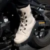 Женские мотоциклетные ботинки для мотокросса, гоночные ботинки с 3D серебристой безопасной мотоциклетной обувью, износостойкая резиновая подошва