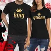 Мужские футболки Король и Королева Футболка с принтом для пар Стиль Уличная личность с коротким рукавом Свободная спортивная одежда Мужчины Женщины Унисекс для влюбленных Топ T240126