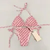 2024SS Luxury Bikini Designer Sexig Beach Bikinis Swim Suit Fashion Letter Tryckt Lace Up Summer Split Swimsuit For Women A22