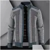 Mensjackor Stylish Winter Jacket Cardigan Plus Size Stand Collar P varm Autumn Coat Patchwork Casual Men kläder Drop Delivery Appar OT8DK