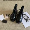 Chanells Shoe Channel C Toe Interlocking Patent Cap Lace Up enkellaarzen Dames gevecht Moto Motorfiets Militaire lange laars dikke hakken Lug Sole Matte kalfskin Black Bo