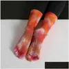 Sports Socks Pilates Five Toe Women Tie-Dyed Non-Slip Sile Crew Yoga YQ240126 Drop Delivery Dhyil