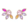 Dangle Lustre Boucles D'oreilles Bijoux De Luxe En Gros Fleur Mode Grand Strass Cristal Brillant Cérémonie Fête Fantaisie Pour Les Femmes Otx6Y