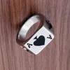Anéis de banda frete grátis punk lucky spade um anel de cartão de jogo 316l aço inoxidável moda masculina carta um anéis jóias 240125