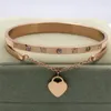 Rose Gold Edelstahl Armbänder Armreifen Weibliche Herz Für Immer Liebe Marke Charm Armband für Frauen Berühmte Schmuck