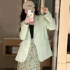 Women's Suits UNXX Luxurious Green Blazer For Petite Women 2024 Spring/Autumn Korean-Style Loose Casual Jacket Girl Female Coat Top