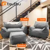 OTAUTAU Adults Thick Cotton Linen Bean Bag Cover Without Filler Floor Sofa Couch Armchair Lazy Beanbag Chair with Ottoman SF159 240118