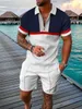 Męskie dresy męskie letnie dresowe koszule Polo Shorts Zestaw swobodny odrzucanie kołnierzyka T-shirt garnitur męski odzież moda stroje streetwearu t240126