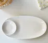 Plates Simple White Oval Ceramic Plate Home Intention Bread Breakfast Sushi Divided Restaurant Tableware Serving Dish