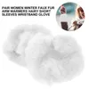 Knee Pads Fur Sleeve Furry Wrist Cuff Warmer Keep Wristband Glove White Miss