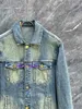 23SS Designer Jacket Paris italiensk herrar jacka lila jeans avslappnad gata modeficka varma män och kvinnor par ytterkläder 472