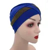 Ethnic Clothing Glitter Forehead Cross Muslim Women Underscarf Bonnet Stretchy Inner Hijab Cap Islamic Female Under Caps Headband Turban