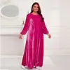 Etniska kläder 2024 Afrikanska bröllopsfestklänningar för kvinnor Autumn Elegant Long Sleeve O-Neck Plus Size Dress Muslim Fashion Abaya