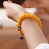 Braccialetti con ciondoli Ambra naturale Pietra grezza Bracciale in cera d'api Accessori in giada cloisonné da donna Grasso di pollo giallo Miele pieno Cera vecchia