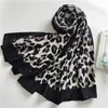 Scarves Leopard Print Cotton Linen Scarf Two-color Optional Beach Sunblock Air Conditioner Towel Silk