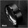 Wedding Rings Luxury Mens Black Tungsten Ring With Rose Gold Edge Plating Brushed Band For Men Jewelry Size 6-13 Drop Delivery Dhvco